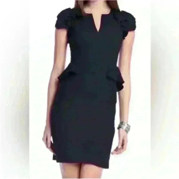 Rebecca Taylor “Daria” Peplum Style Black Dress Size 6 - Picture 2 of 11